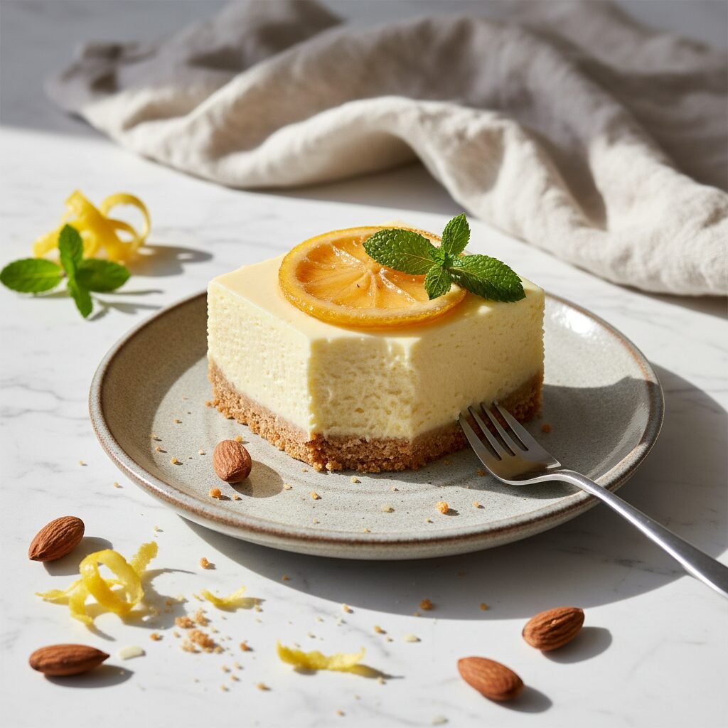 The Ultimate Creamy Lemon Cheesecake With Buttery Almond Crust