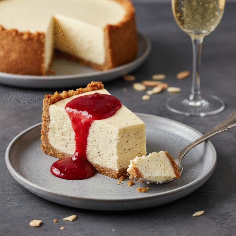 Ultimate Creamy Vanilla Cheesecake with Buttery Almond Crust