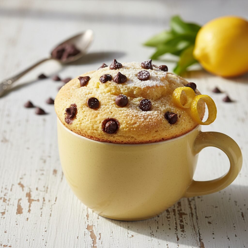 5-Minute Easy Lemon Mug Cake With Chocolate Chips