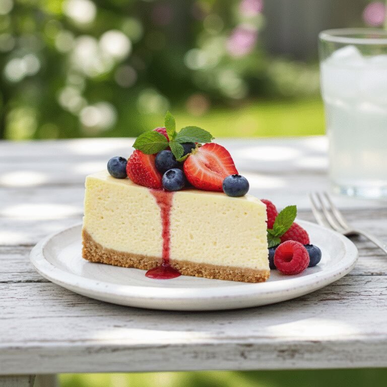 Luscious No-Bake Lemon Cheesecake with Fresh Mixed Berries