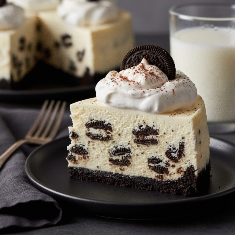 The Ultimate Easy No-Bake Oreo Cheesecake With Whipped Cream Topping
