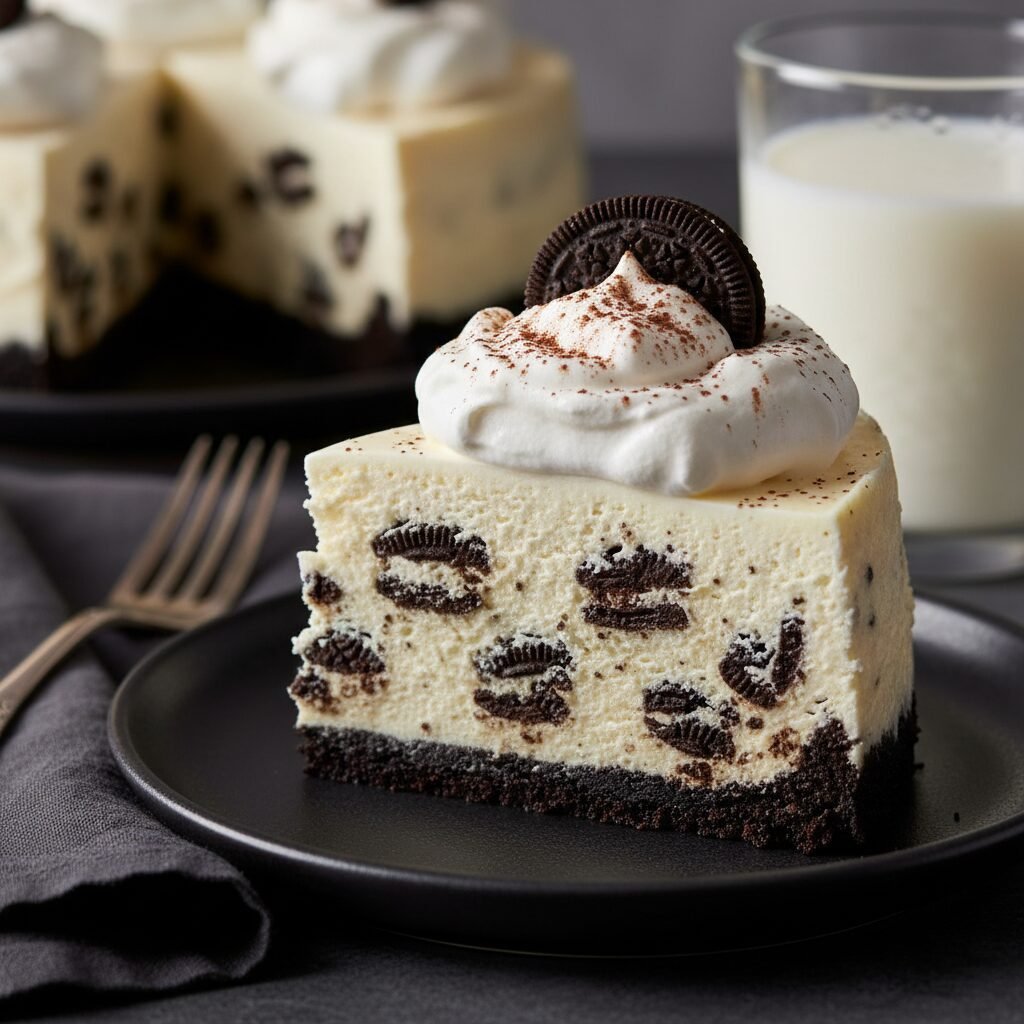 The Ultimate Easy No-Bake Oreo Cheesecake With Whipped Cream Topping