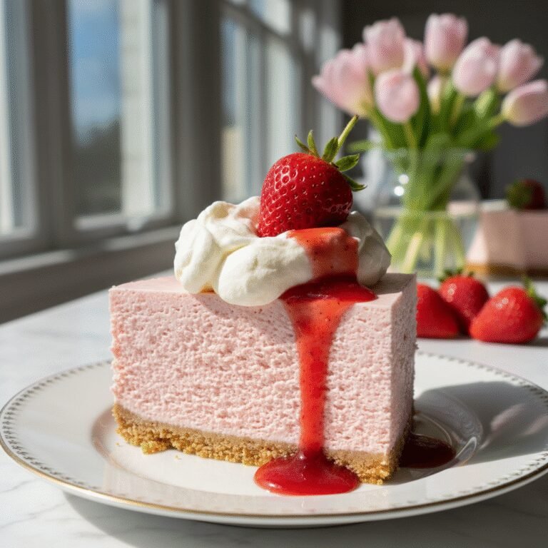 The Ultimate Easy No-Bake Strawberry Cheesecake With Whipped Cream Topping