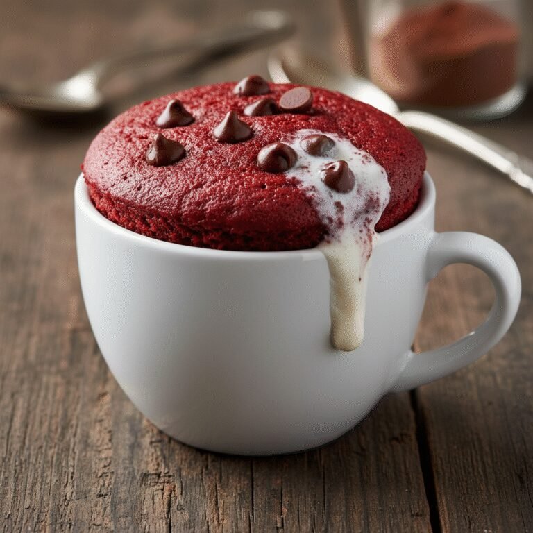 5-Minute Easy Red Velvet Mug Cake With Chocolate Chips