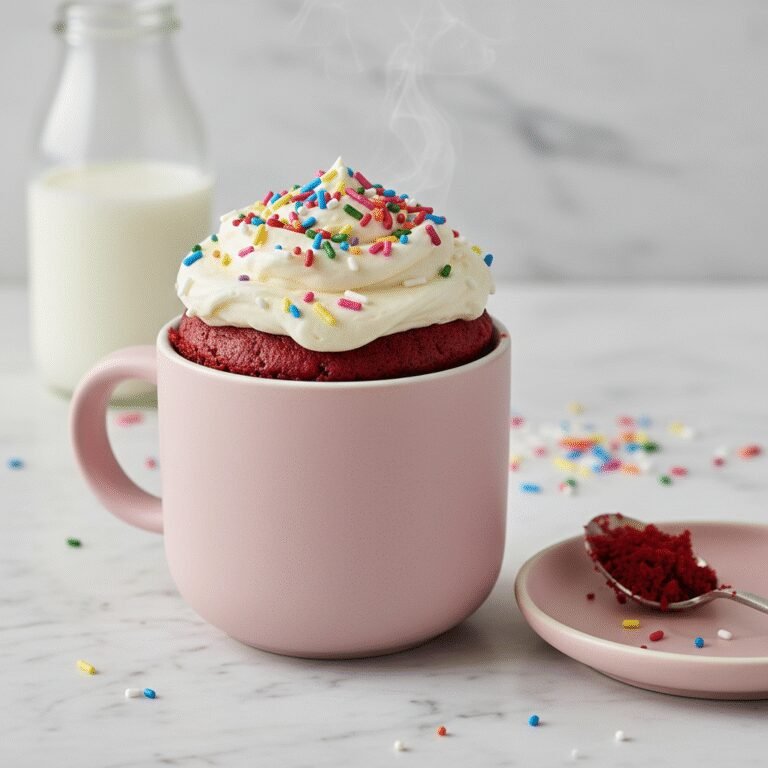 5-Minute Easy Red Velvet Mug Cake With Sprinkles
