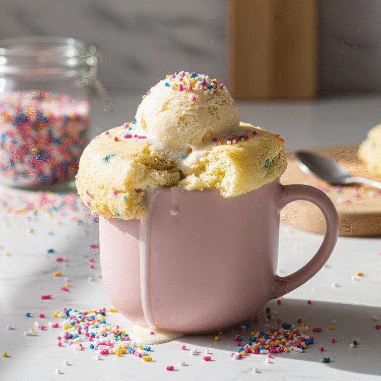 Fluffy Easy Vanilla Mug Cake With Sprinkles (Ready in 2 Minutes!)