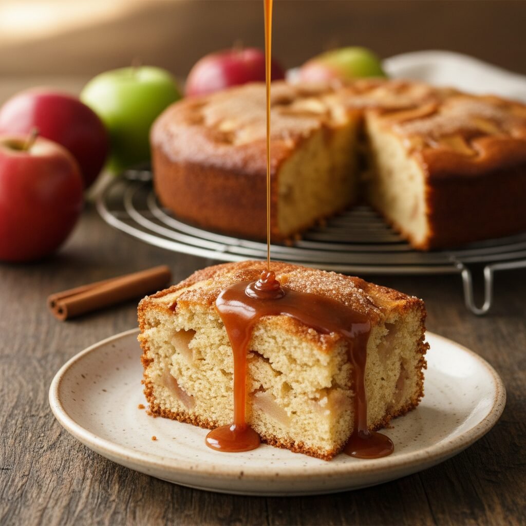 The Ultimate Moist Apple Spice Snack Cake with Salted Caramel Glaze