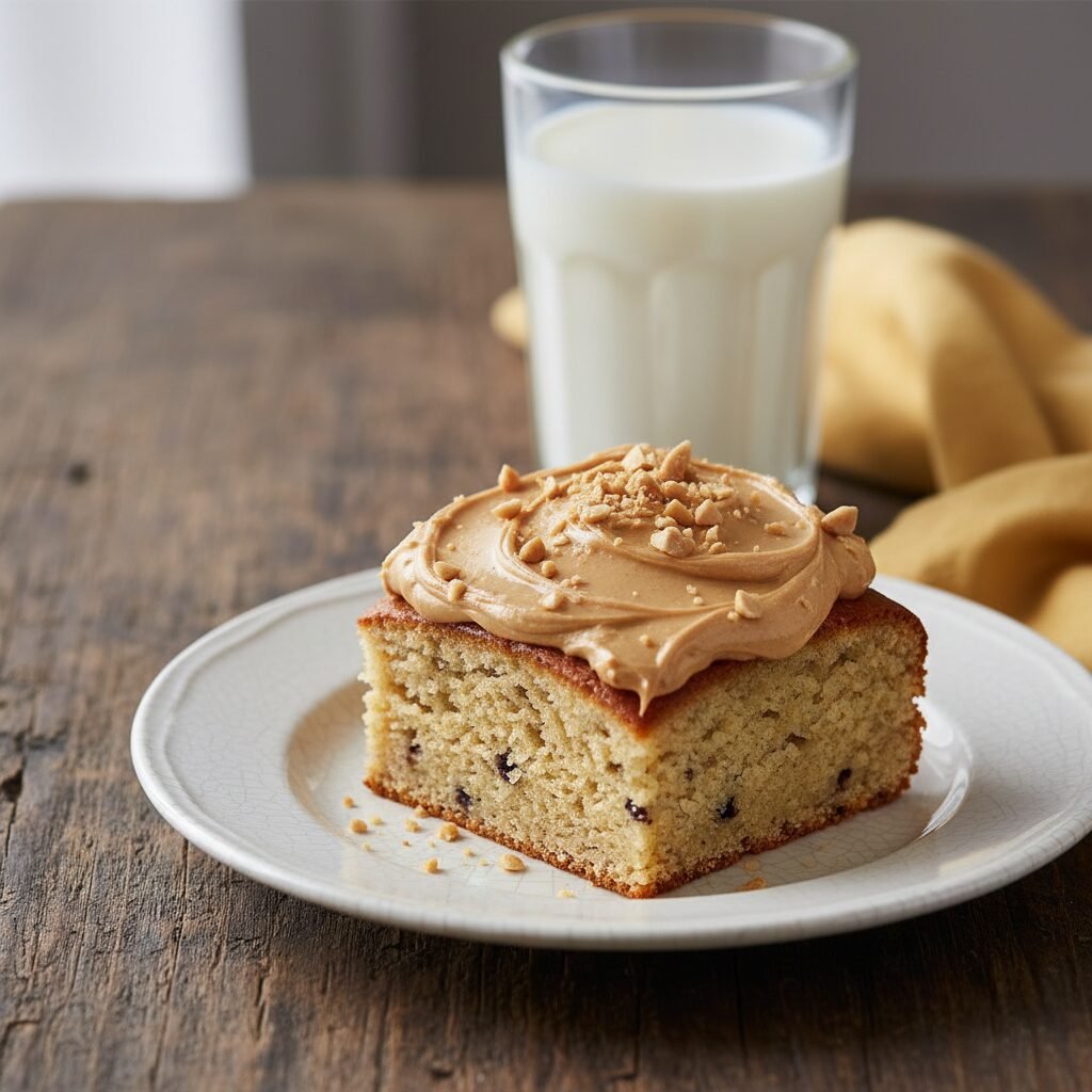 The Ultimate Moist Banana Snack Cake with Creamy Peanut Butter Frosting