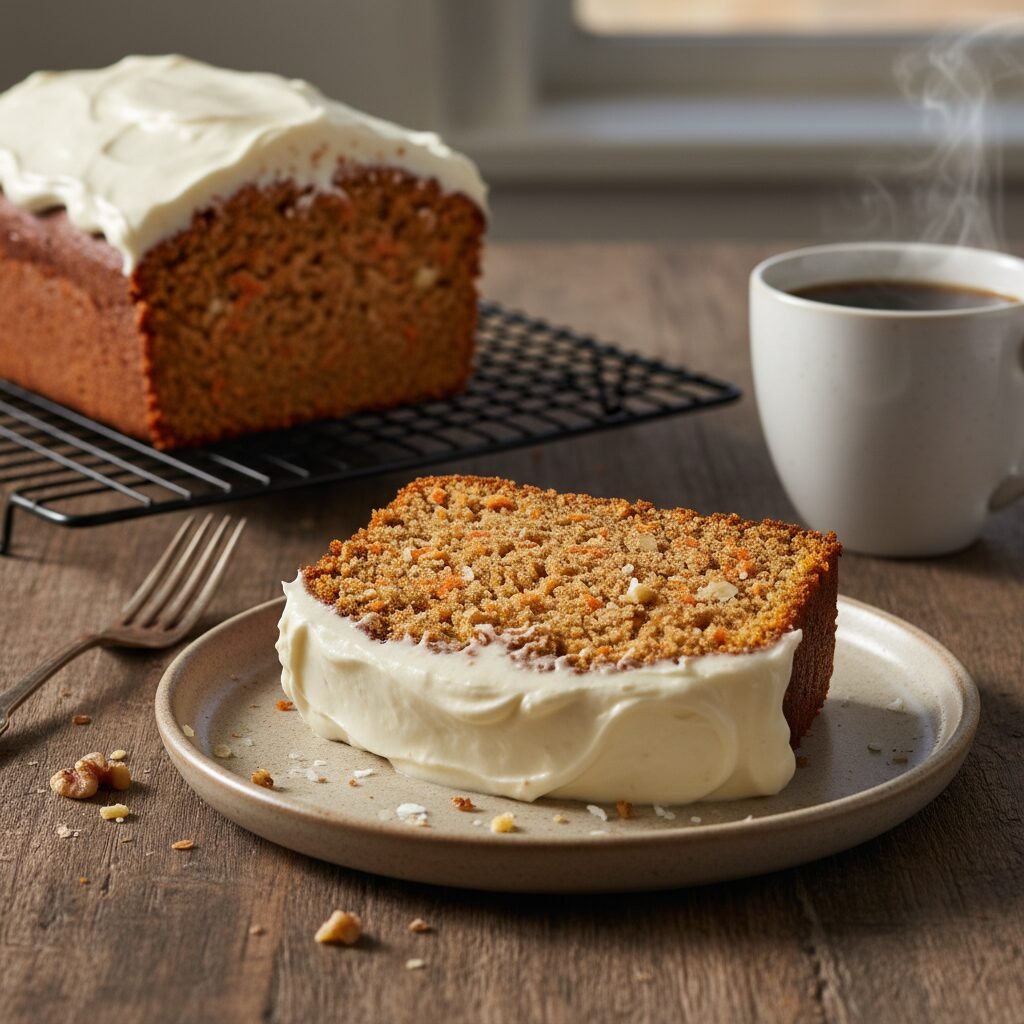 The Ultimate Moist Carrot Loaf Cake with Coconut & Cream Cheese Glaze