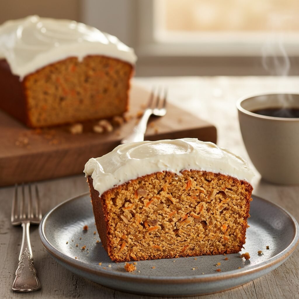 The Ultimate Moist Carrot Loaf Cake With Tangy Cream Cheese Frosting