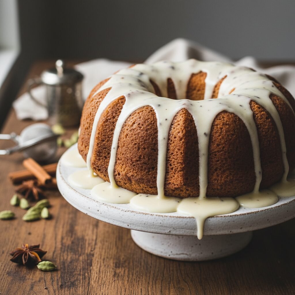 The Ultimate Moist Chai Spice Bundt Cake with Vanilla Bean Glaze