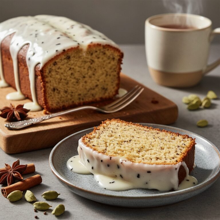 Incredibly Moist Chai Spice Loaf Cake with Vanilla Bean Glaze