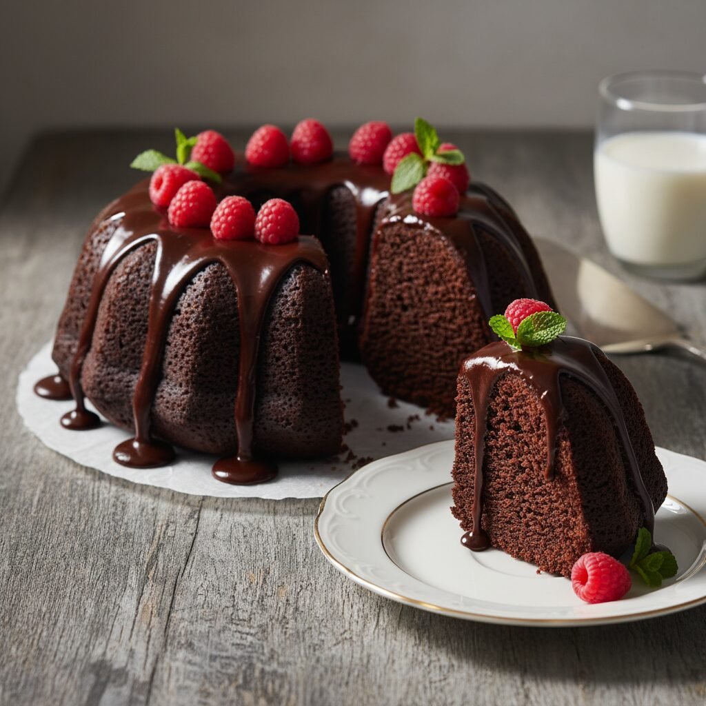 The Ultimate Moist Chocolate Bundt Cake with Silky Ganache Glaze