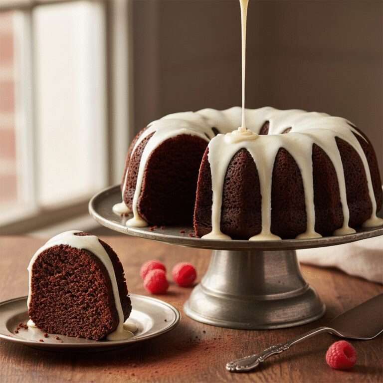 The Ultimate Moist Chocolate Bundt Cake with Tangy Cream Cheese Glaze