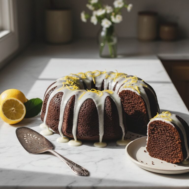 Decadent Moist Chocolate Bundt Cake With Zesty Lemon Glaze