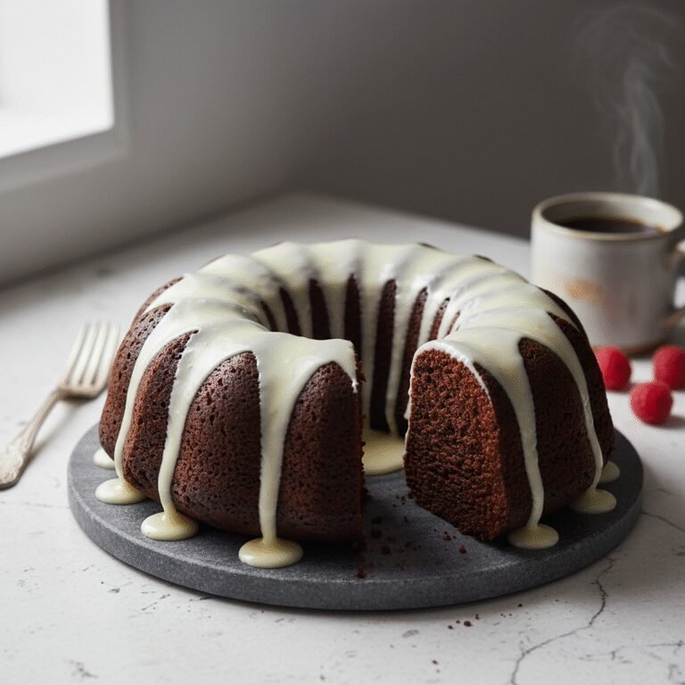 The Ultimate Moist Chocolate Bundt Cake with Vanilla Glaze