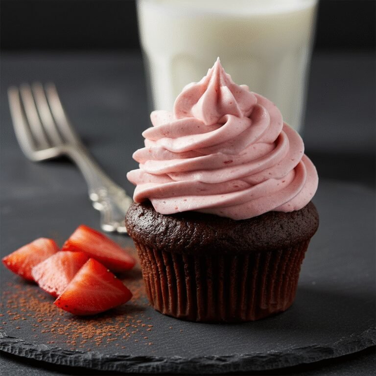 Decadent Moist Chocolate Cupcakes with Real Strawberry Buttercream