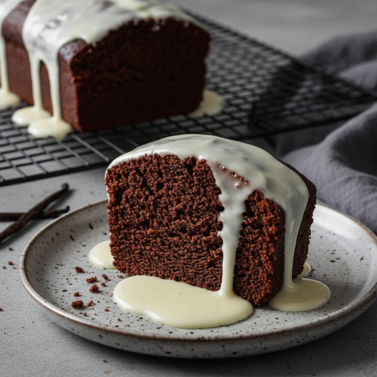 Moist Chocolate Loaf Cake With Vanilla Glaze Recipe