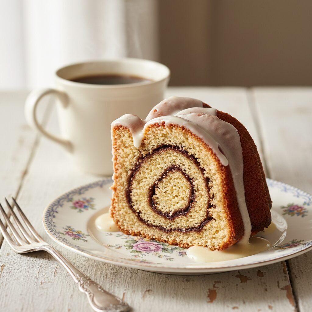The Ultimate Moist Cinnamon Swirl Bundt Cake with Vanilla Bean Glaze