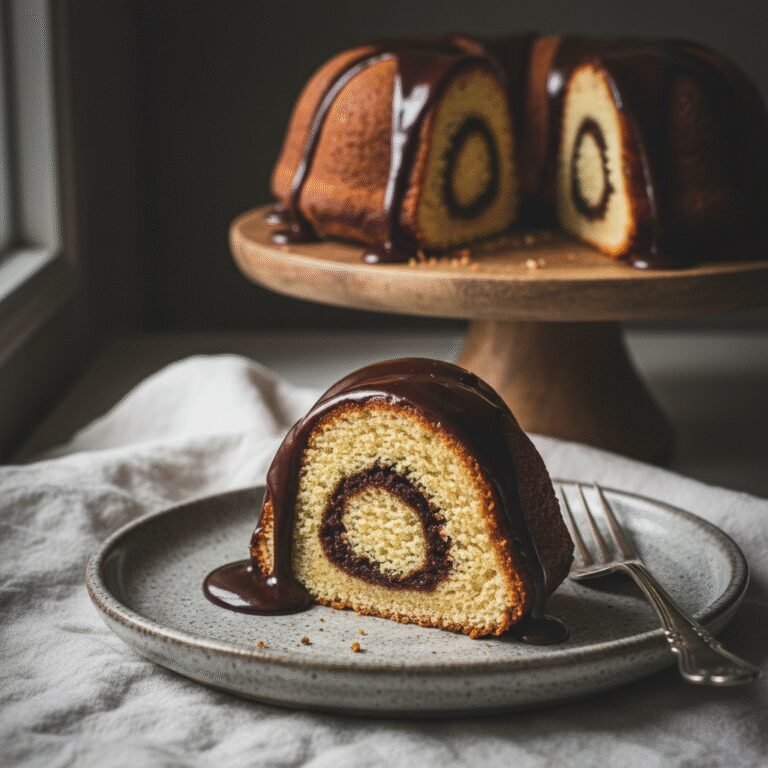 Moist Cinnamon Swirl Bundt Cake With Chocolate Glaze