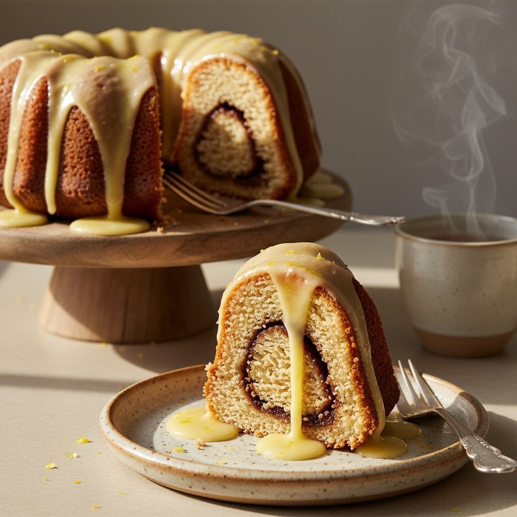 The Ultimate Moist Cinnamon Swirl Bundt Cake with Zesty Lemon Glaze