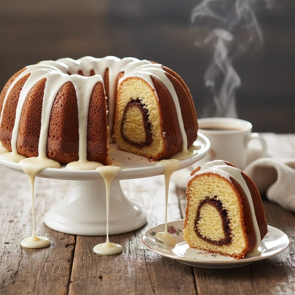 The Ultimate Moist Cinnamon Swirl Bundt Cake With Vanilla Glaze