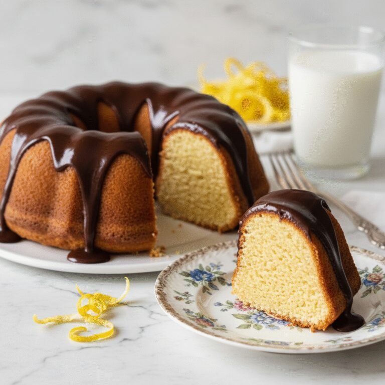 The Ultimate Moist Lemon Bundt Cake with Rich Chocolate Glaze
