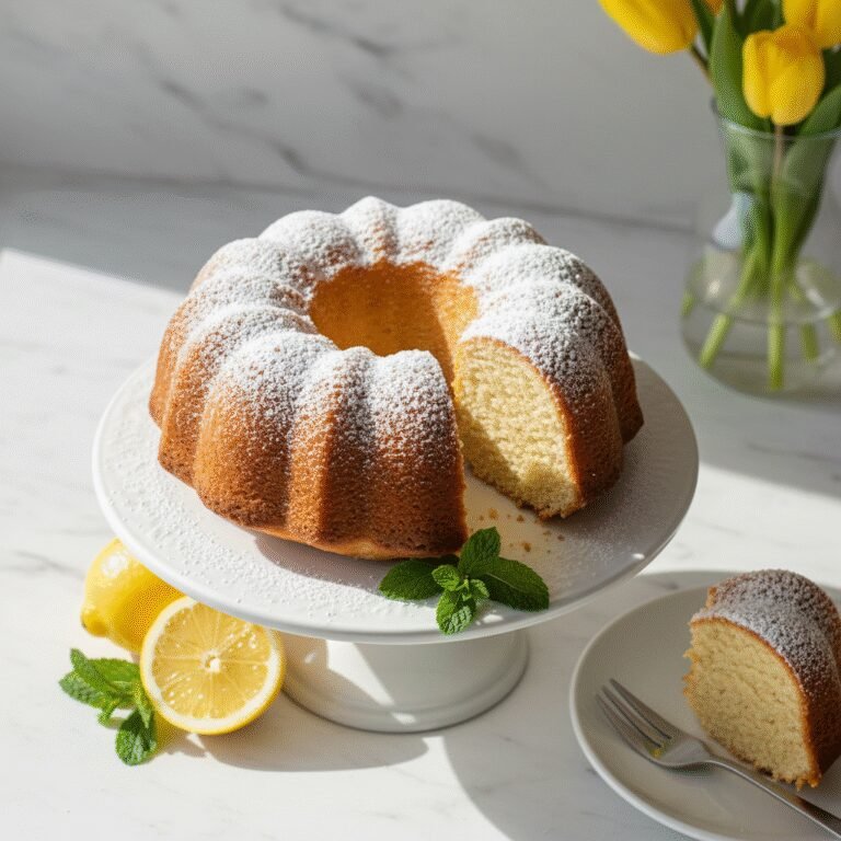 The Ultimate Moist Lemon Bundt Cake with Powdered Sugar