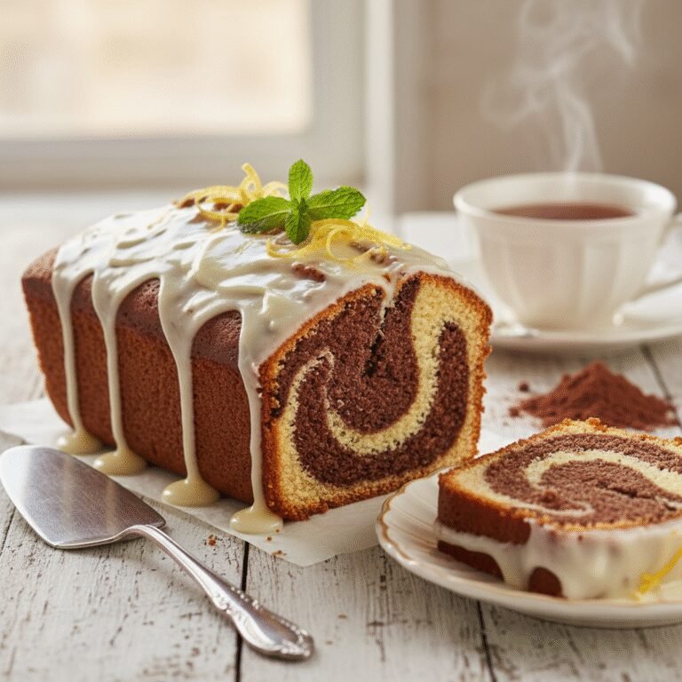 The Ultimate Moist Marble Pound Cake With Zesty Lemon Glaze