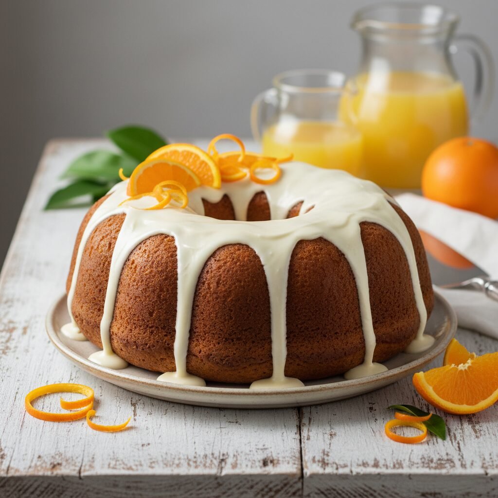 The Ultimate Moist Orange Bundt Cake With Cream Cheese Glaze
