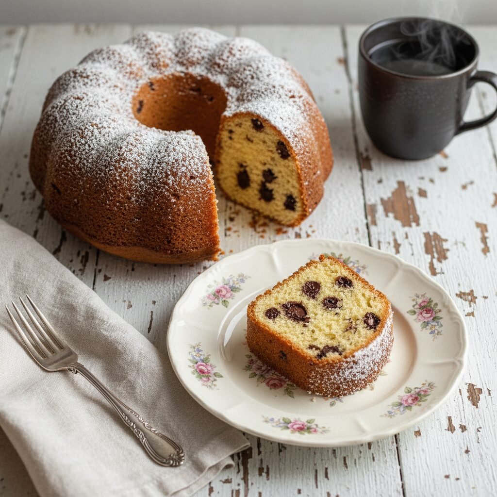 The Ultimate Moist Sour Cream Pound Cake with Chocolate Chips