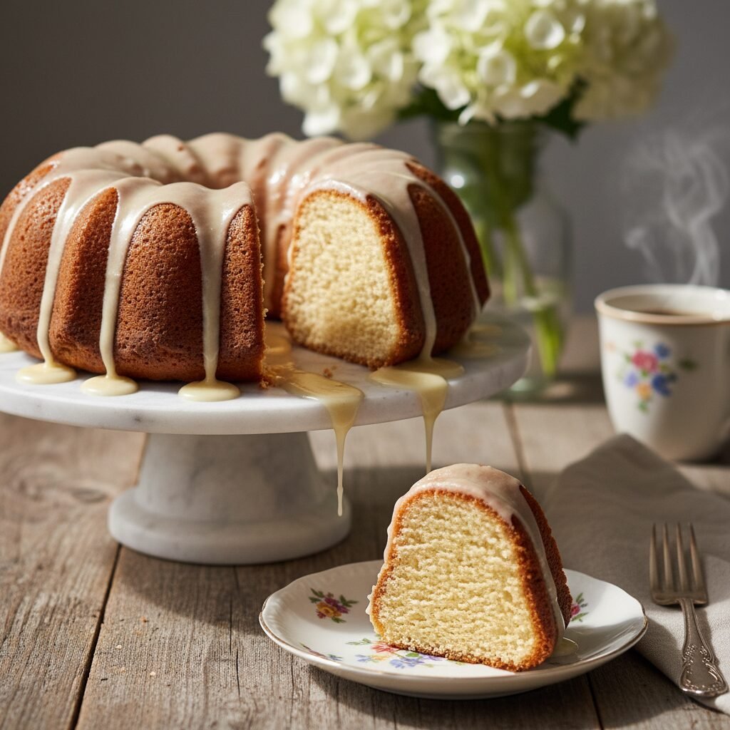 The Best Moist Sour Cream Pound Cake With Vanilla Bean Glaze