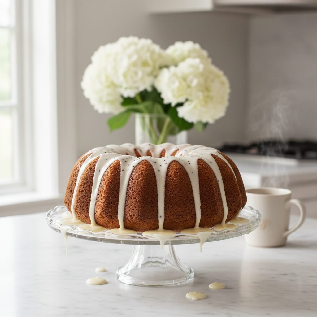 The Ultimate Moist Vanilla Bundt Cake with Sweet Cream Glaze