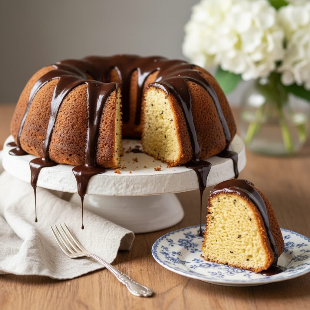 The Ultimate Moist Vanilla Bundt Cake With Rich Chocolate Glaze