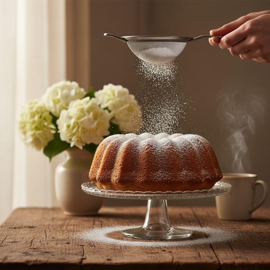 The Ultimate Moist Vanilla Bundt Cake With Powdered Sugar Dusting