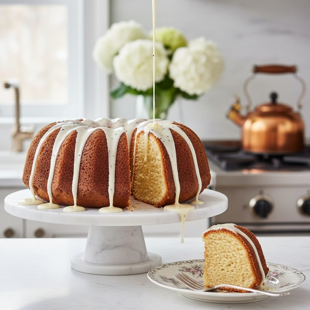 The Ultimate Moist Vanilla Bundt Cake with Rich Vanilla Bean Glaze