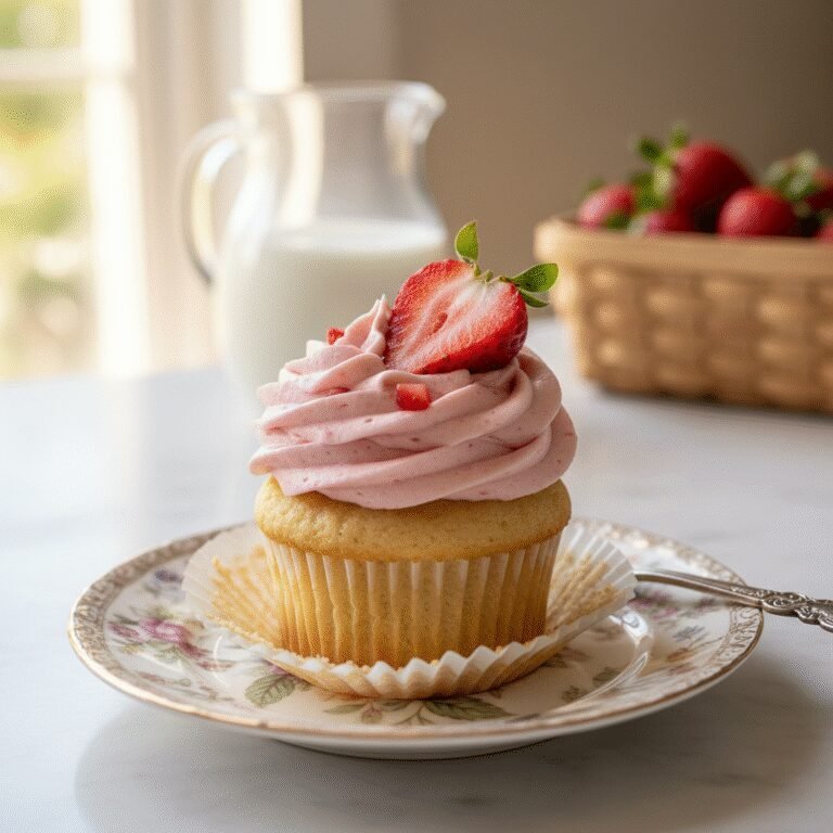 The Ultimate Moist Vanilla Cupcakes with Fresh Strawberry Buttercream