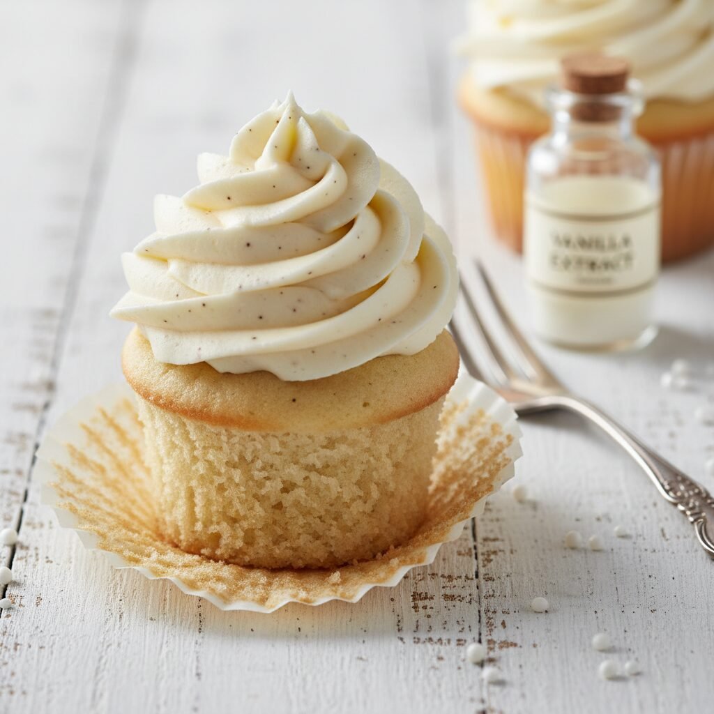 The Ultimate Moist Vanilla Cupcake With Vanilla Buttercream