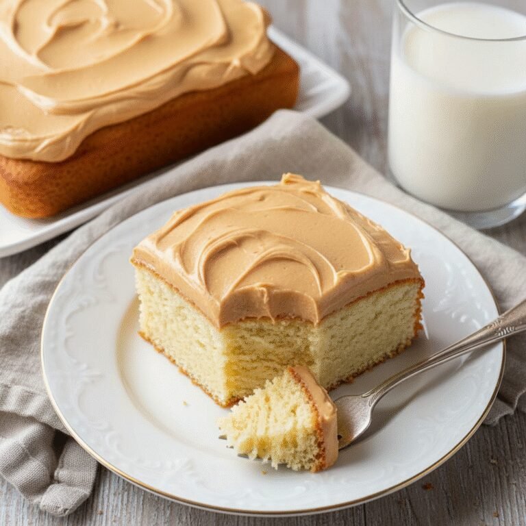 The Ultimate Moist Vanilla Sheet Cake With Fluffy Peanut Butter Frosting