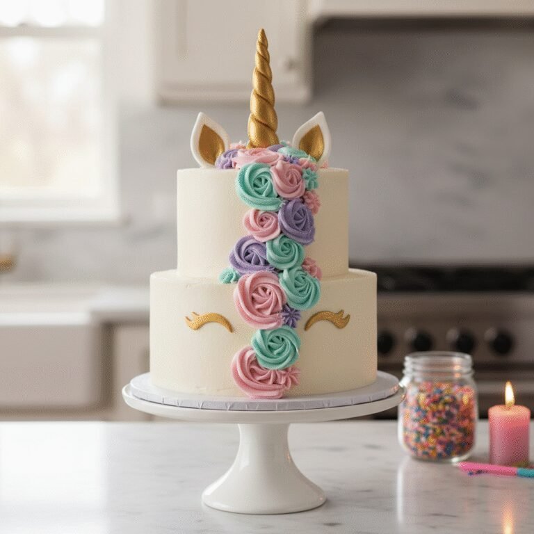Ultimate Tall Unicorn Birthday Cake: A Magical Three-Layer Vanilla Delight